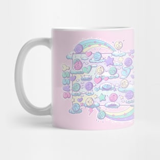 Cute sassy love hearts on clouds in kawaii style Mug